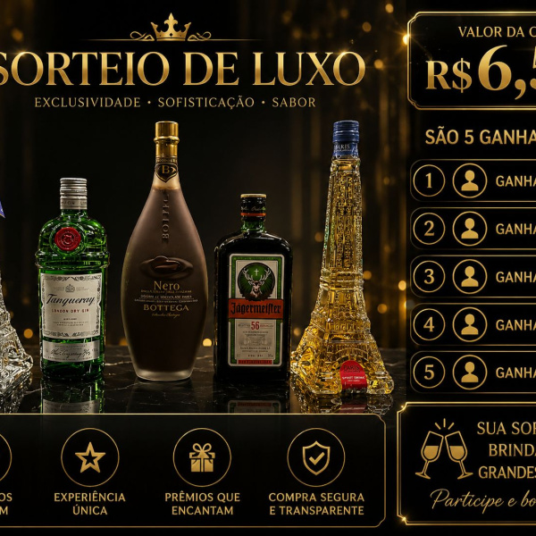 🥃 SORTEIO DE LUXO — 05 GANHADORES 🥃
